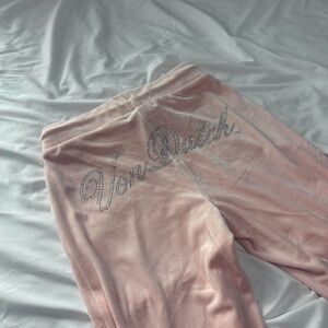 Von Dutch Soft Pink Velour Drawstring Pants